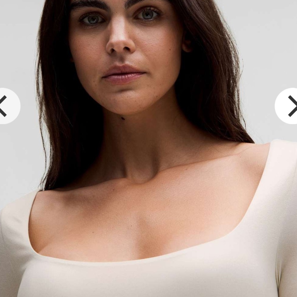 NWT $98 Lululemon Wundermost Nulu Square-Neck LS Bodysuit Luxe Shine Foil Bone - Picture 5 of 9